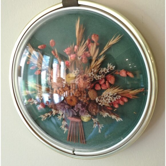 Vtg By Cideart Dry Floral Domed Shape Miniature Hanging Hand Made In Belgium - Picture 5 of 8